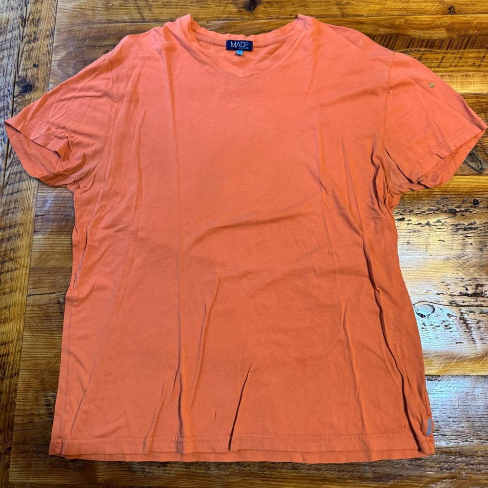 Classic Orange V Neck Short Sleeve Tee